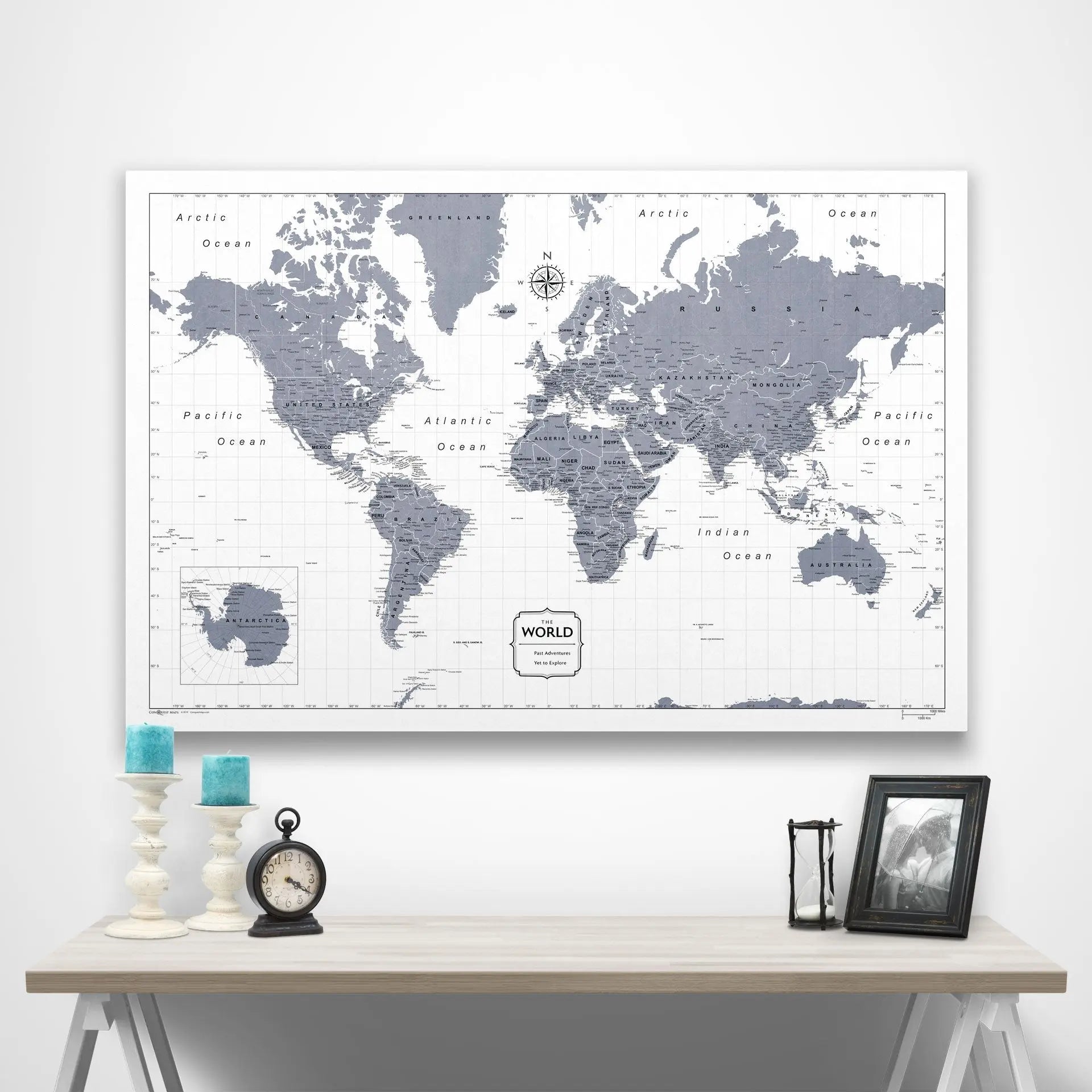 World Map Poster - Dark Gray Color Splash CM Poster