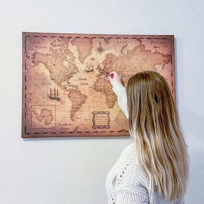 Push Pin World Map (Pin Board) - Golden Aged CM Pin Board