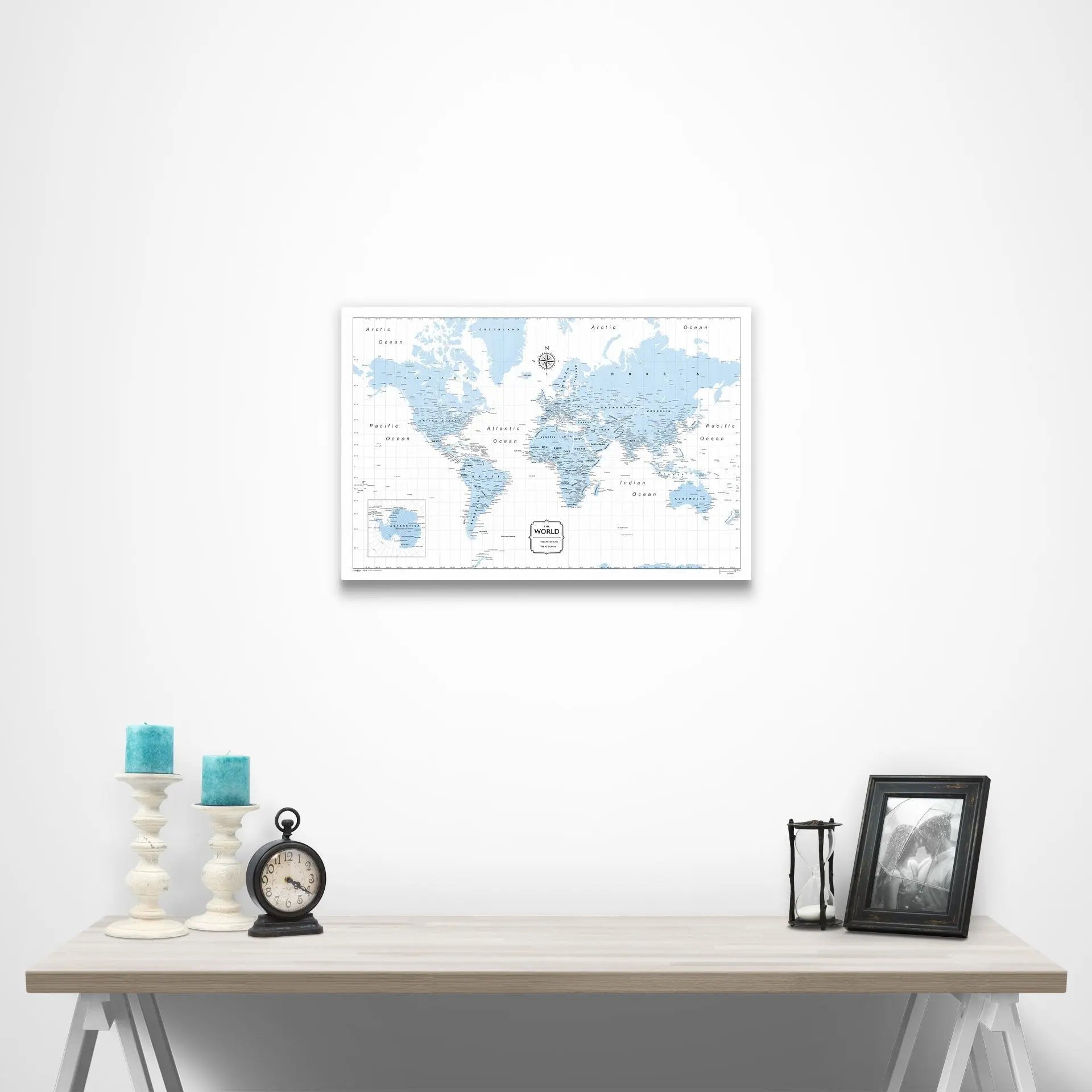 World Map Poster - Light Blue Color Splash CM Poster