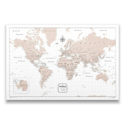 World Map Poster - Light Brown Color Splash CM Poster