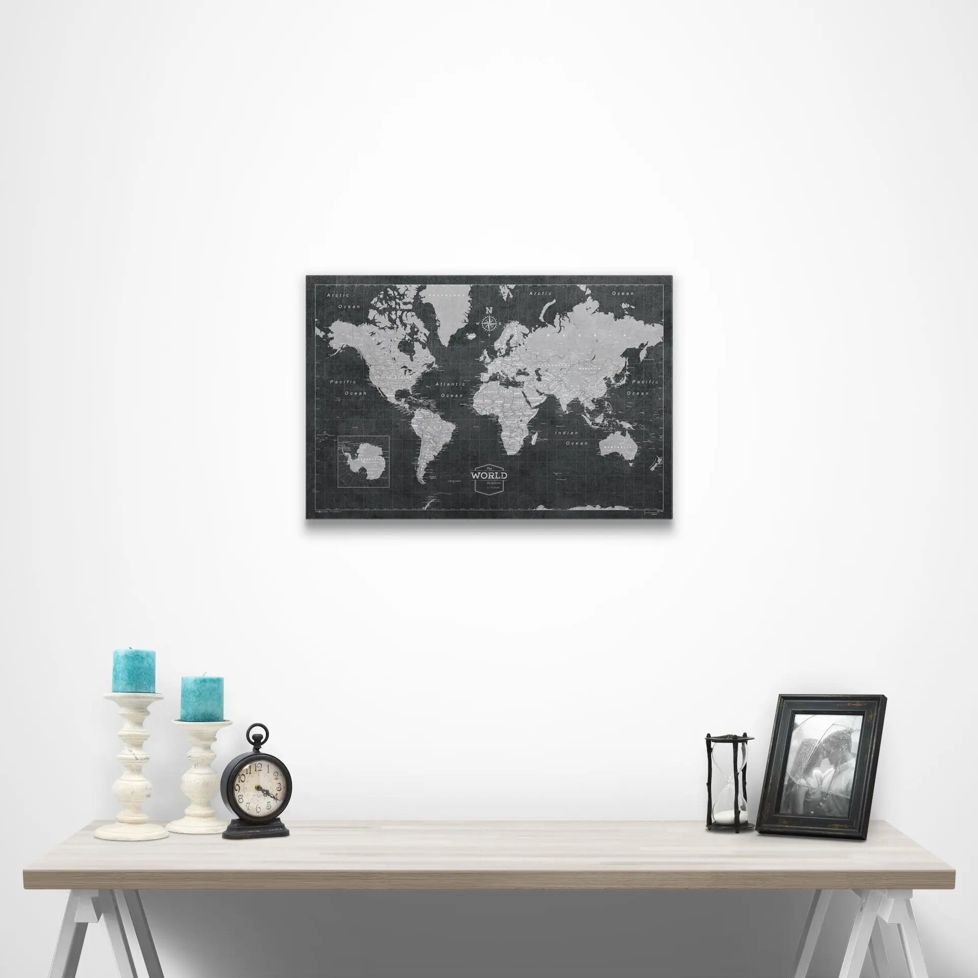 World Map Poster - Modern Slate CM Poster