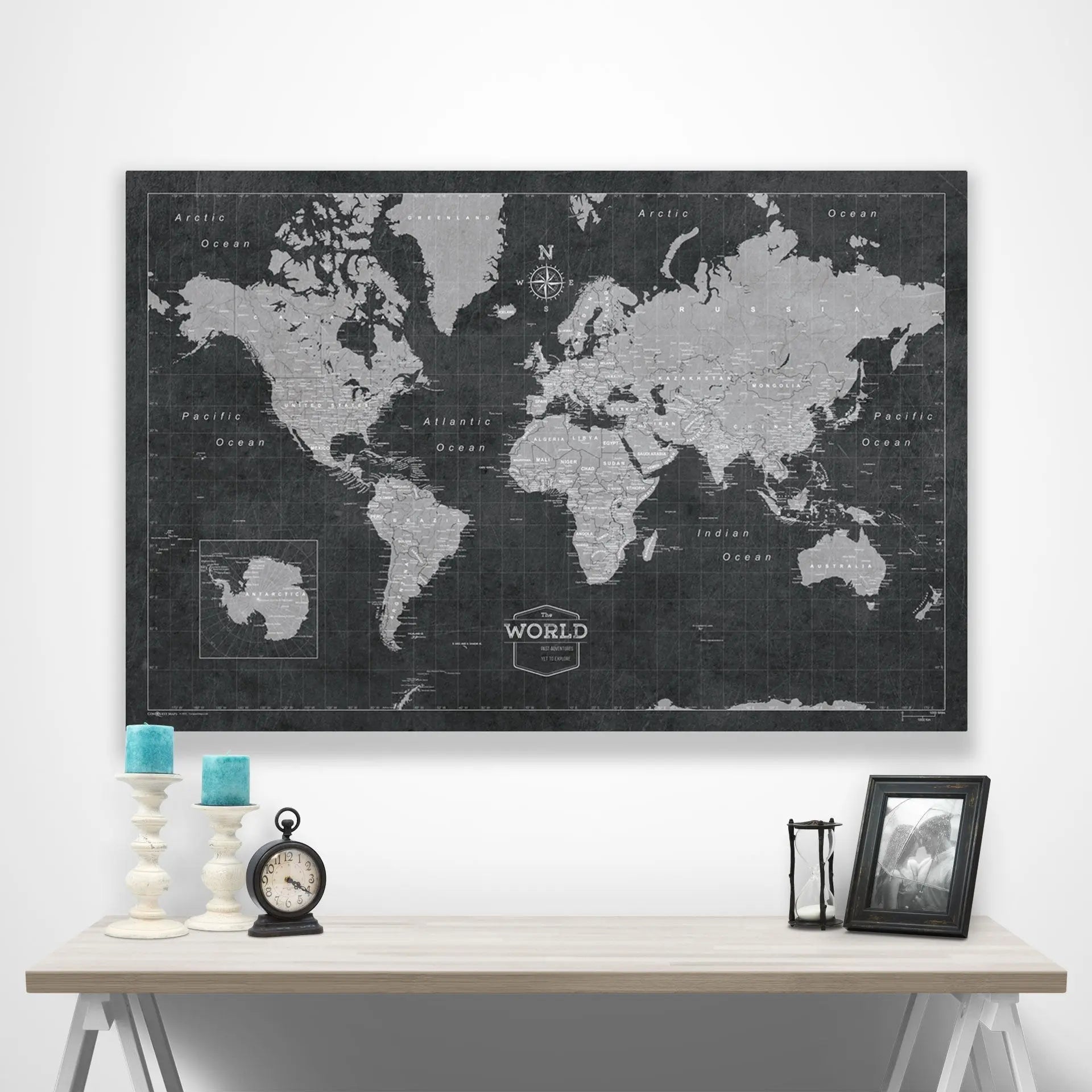 World Map Poster - Modern Slate CM Poster