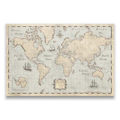 Push Pin World Map (Pin Board) - Rustic Vintage CM Pin Board