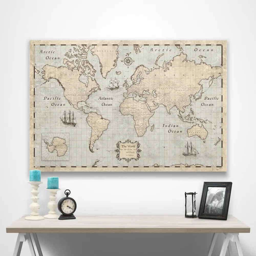 World Map Poster - Rustic Vintage CM Poster