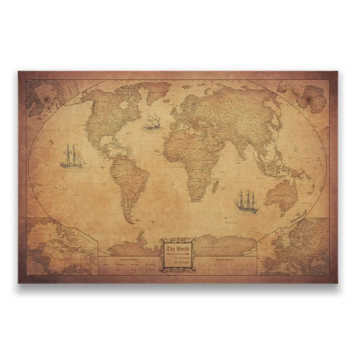 ruilen Experiment Haven Golden World Map | Vintage Style | Shop Conquest Maps