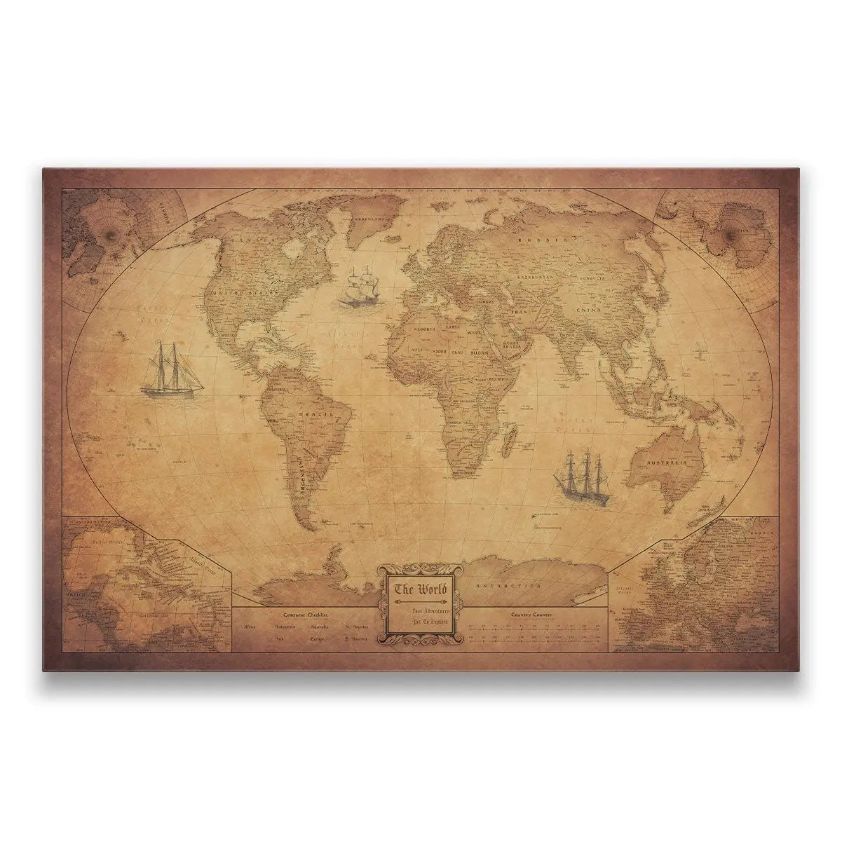 Push Pin World (Winkel Tripel) Map (Pin Board) - Golden Aged CM Pin Board