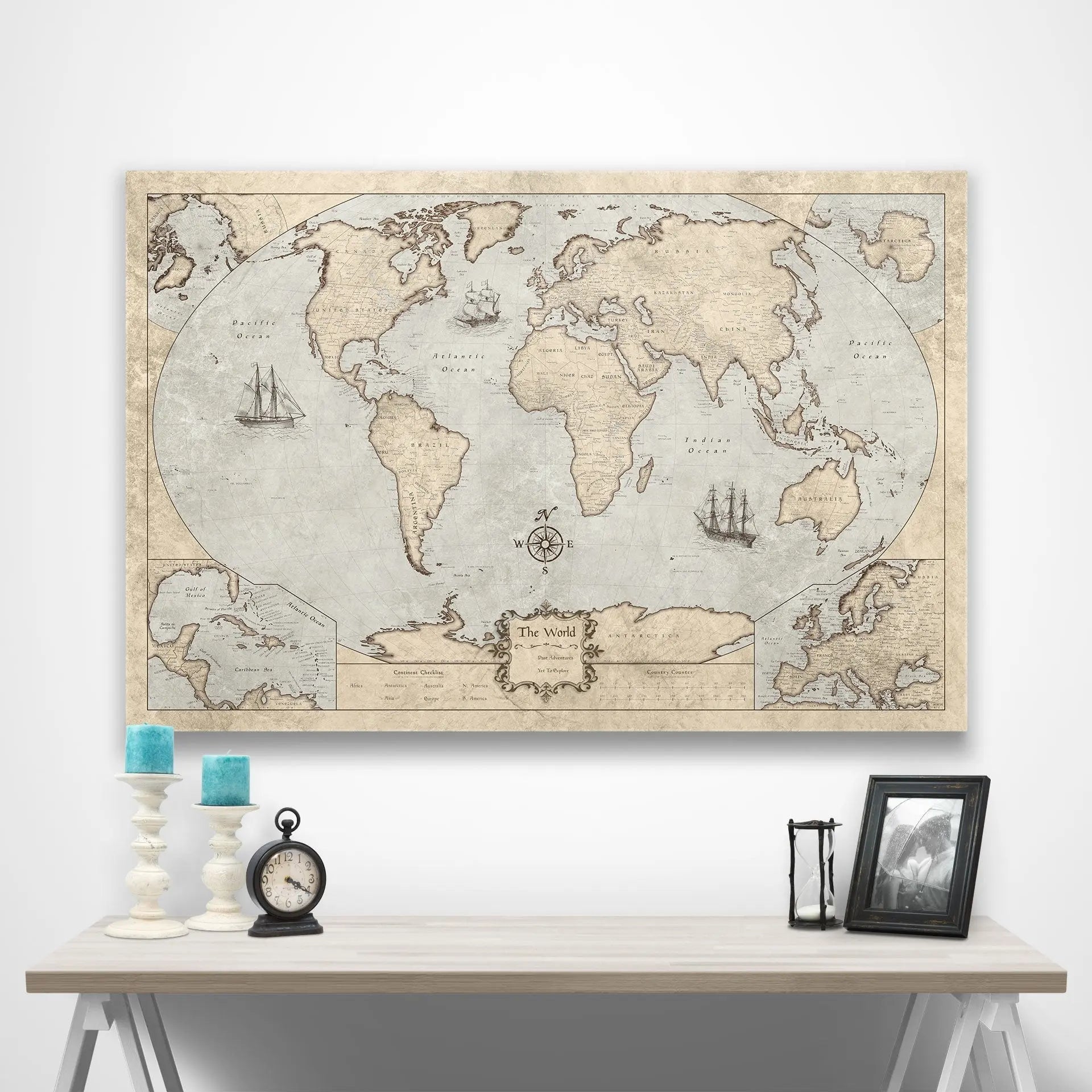 World Map Poster (Winkel Tripel) - Rustic Vintage CM Poster