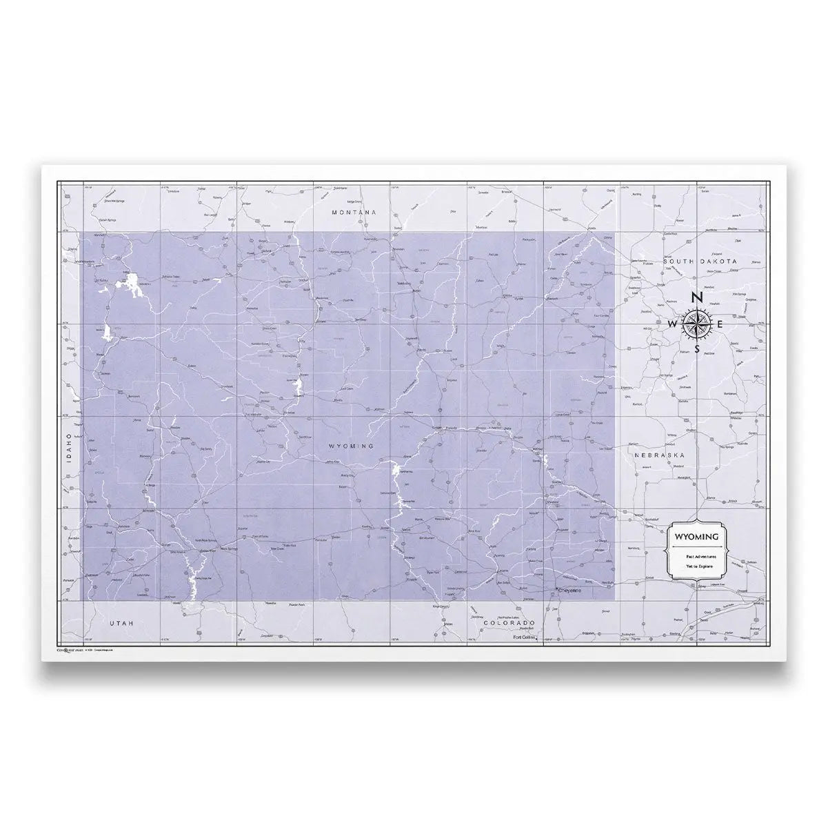 Push Pin Wyoming Map (Pin Board) - Purple Color Splash CM Pin Board