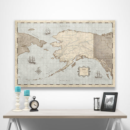 Alaska Map Poster - Rustic Vintage CM Poster