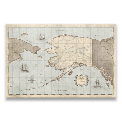 Alaska Map Poster - Rustic Vintage CM Poster