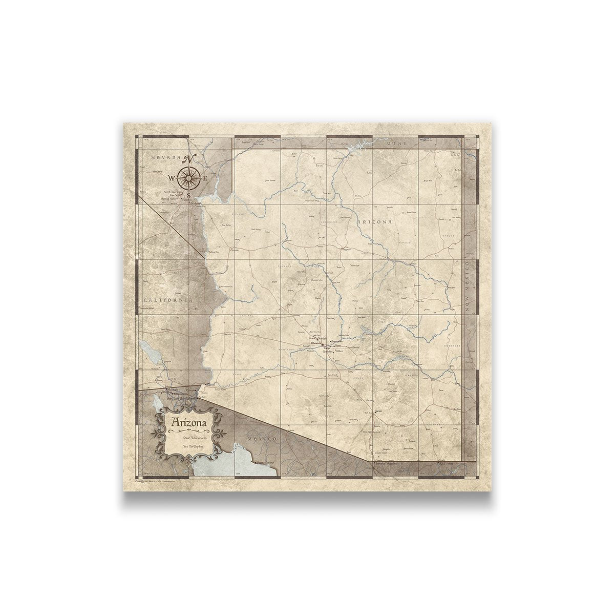 Arizona Map Poster - Rustic Vintage CM Poster