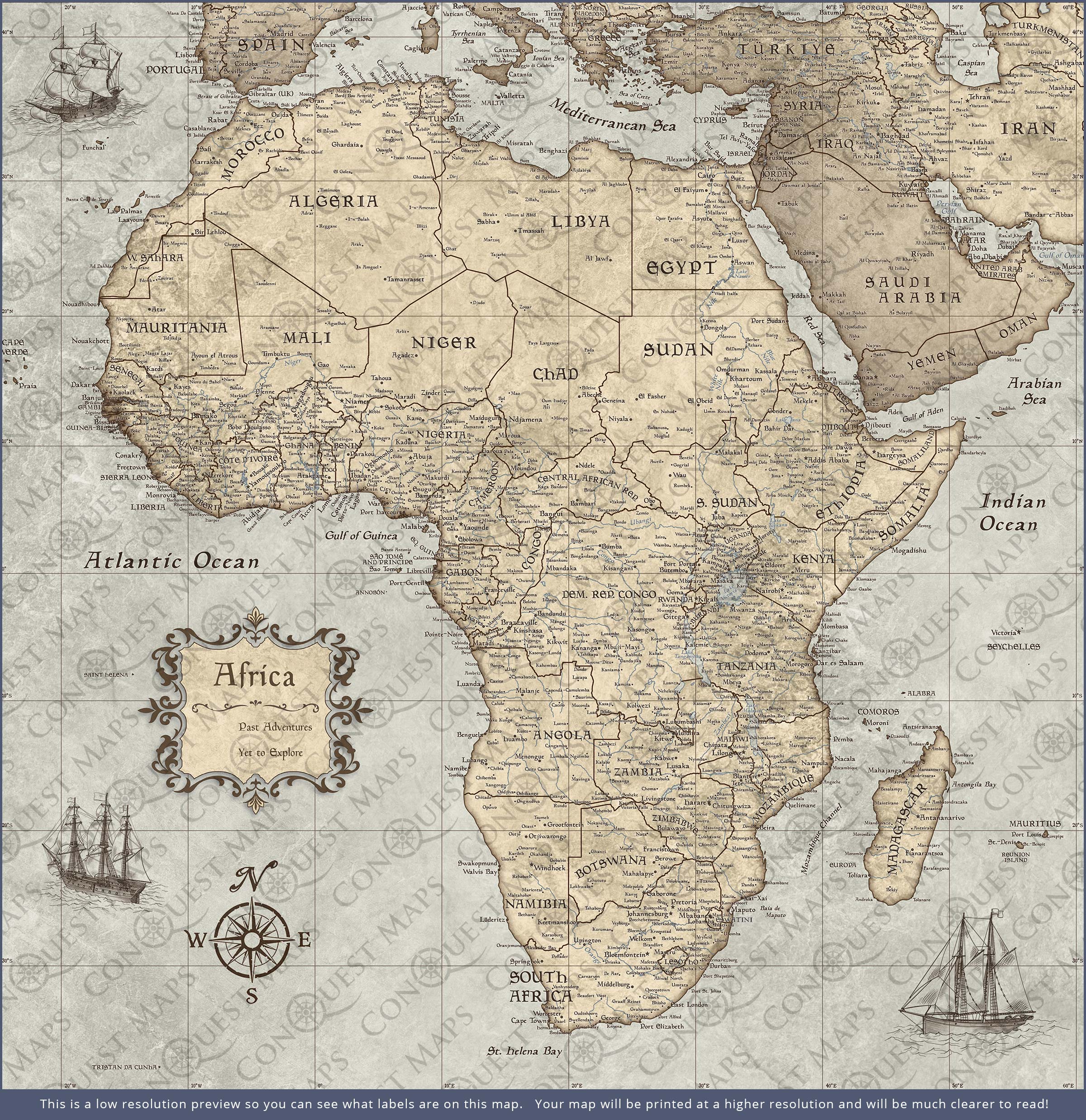 Africa Map Poster - Rustic Vintage CM Poster