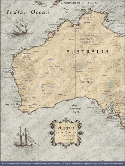 Push Pin Australia Map (Pin Board) - Rustic Vintage CM Pin Board