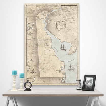 Delaware Map Poster - Rustic Vintage CM Poster