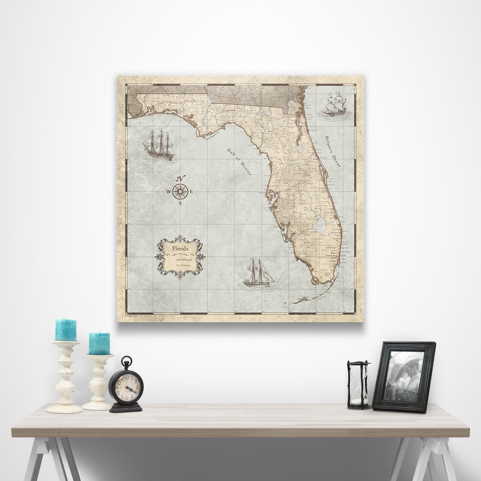 Florida Map Poster - Rustic Vintage CM Poster