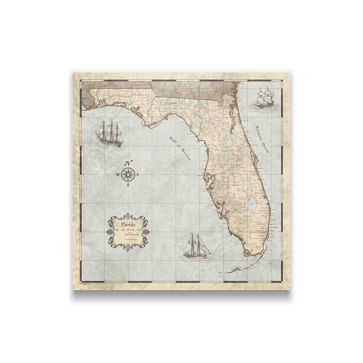 Florida Map Poster - Rustic Vintage CM Poster