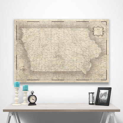 Iowa Map Poster - Rustic Vintage CM Poster