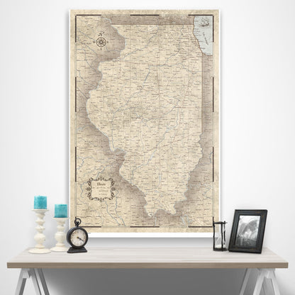 Illinois Map Poster - Rustic Vintage CM Poster