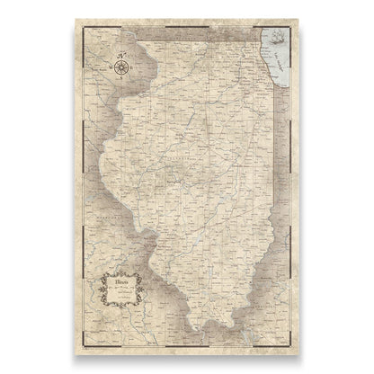 Illinois Map Poster - Rustic Vintage CM Poster