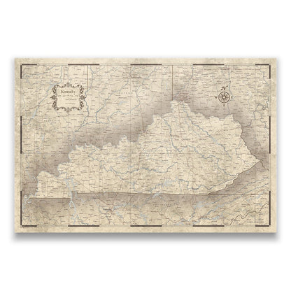 Kentucky Map Poster - Rustic Vintage CM Poster