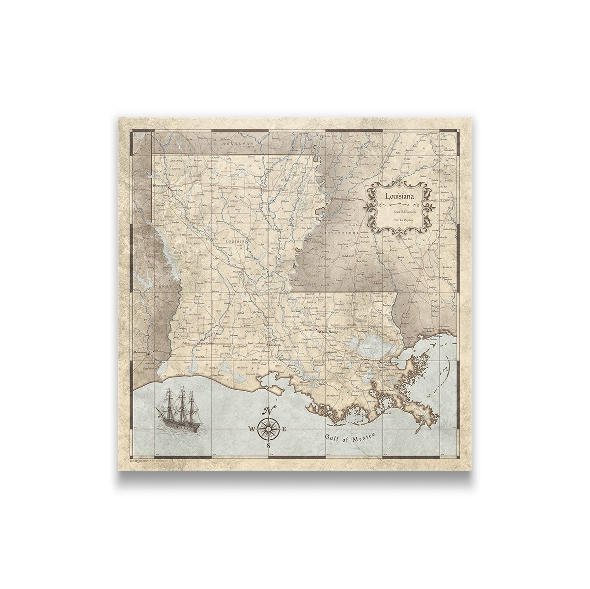 Push Pin Louisiana Map (Pin Board) - Rustic Vintage CM Pin Board