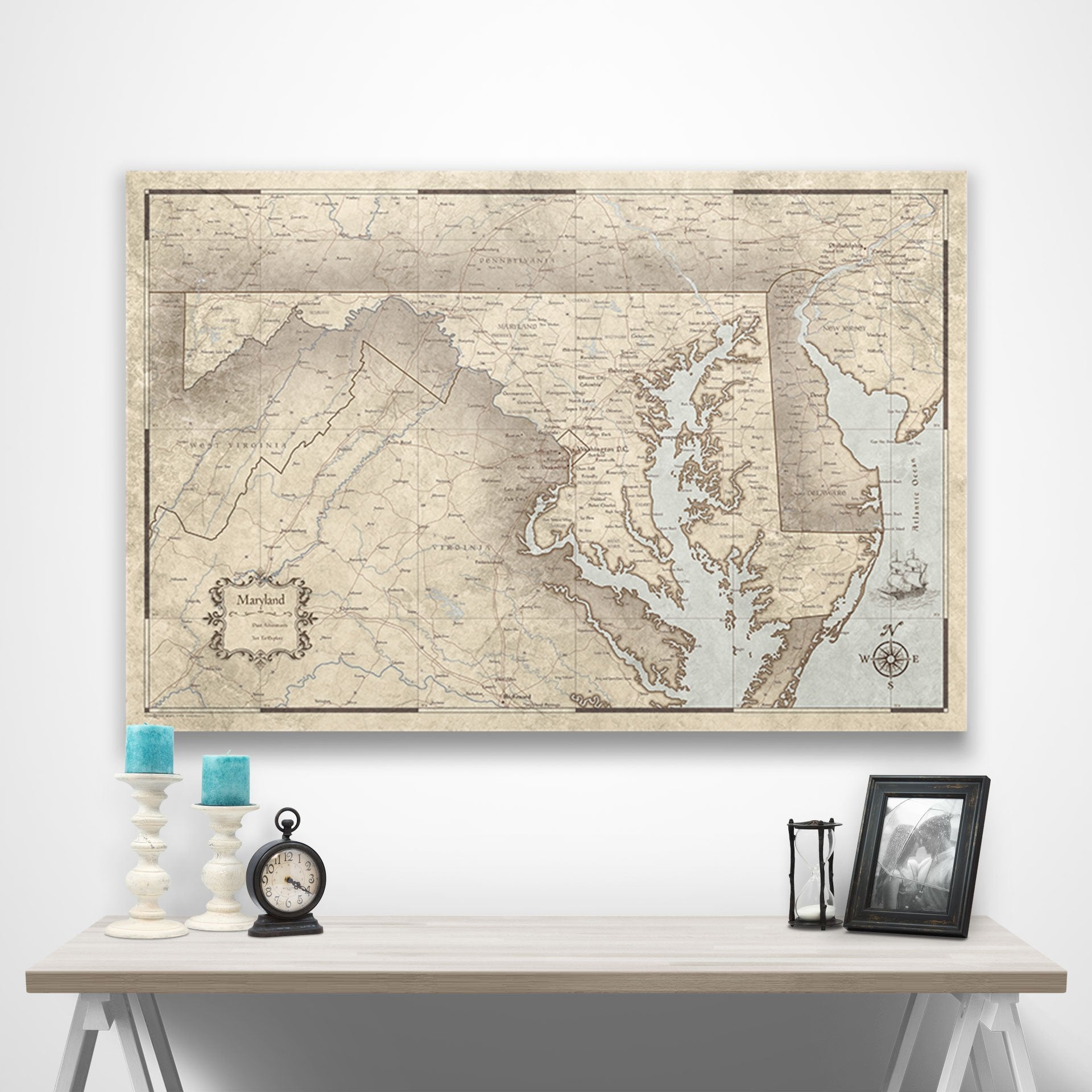 Maryland Map Poster - Rustic Vintage CM Poster