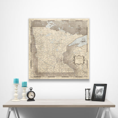 Minnesota Map Poster - Rustic Vintage CM Poster