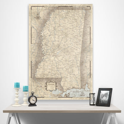 Mississippi Map Poster - Rustic Vintage CM Poster