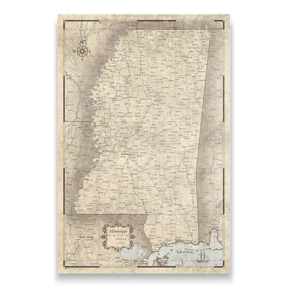 Push Pin Mississippi Map (Pin Board) - Rustic Vintage CM Pin Board