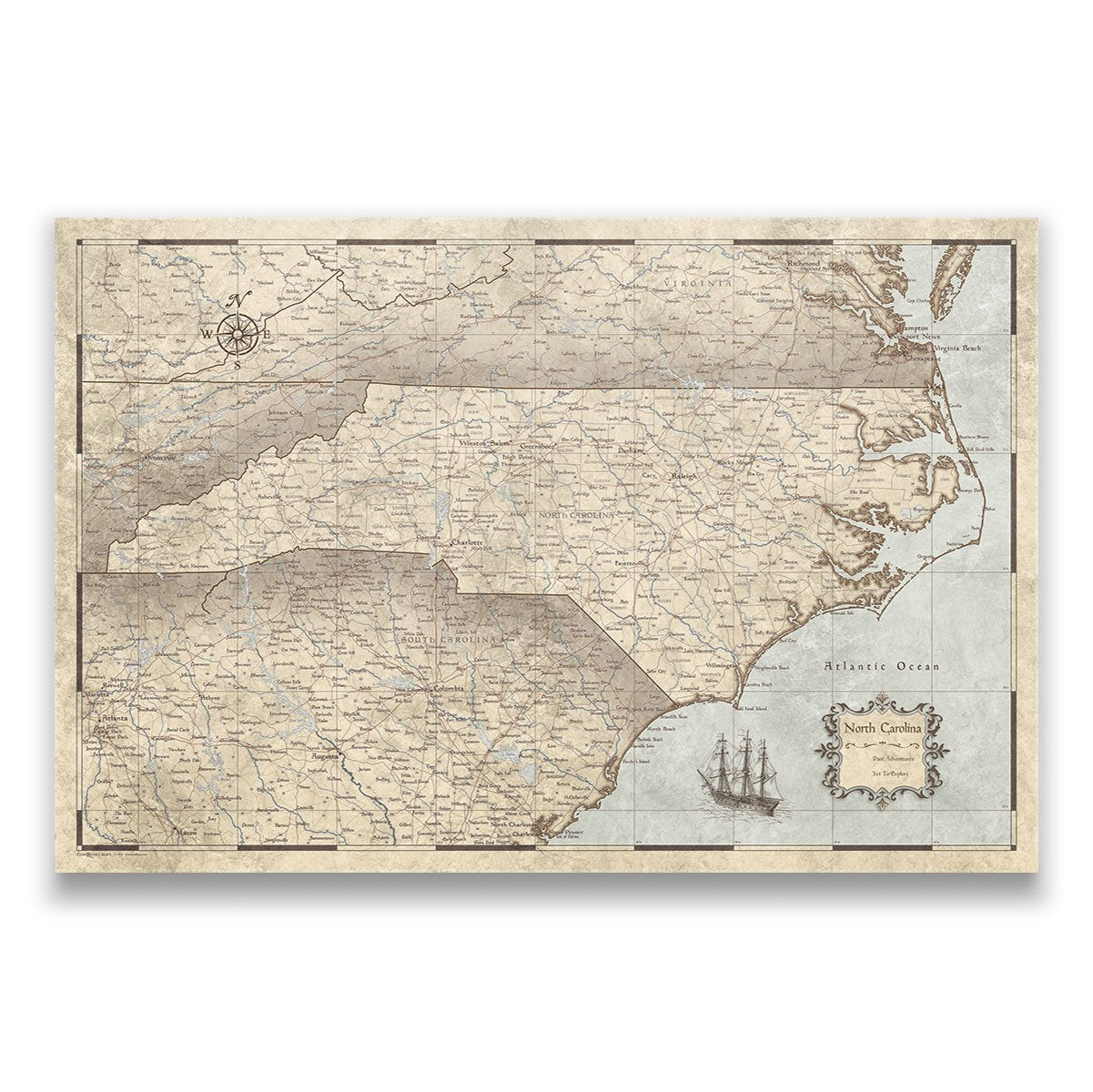 Push Pin North Carolina Map (Pin Board) - Rustic Vintage CM Pin Board