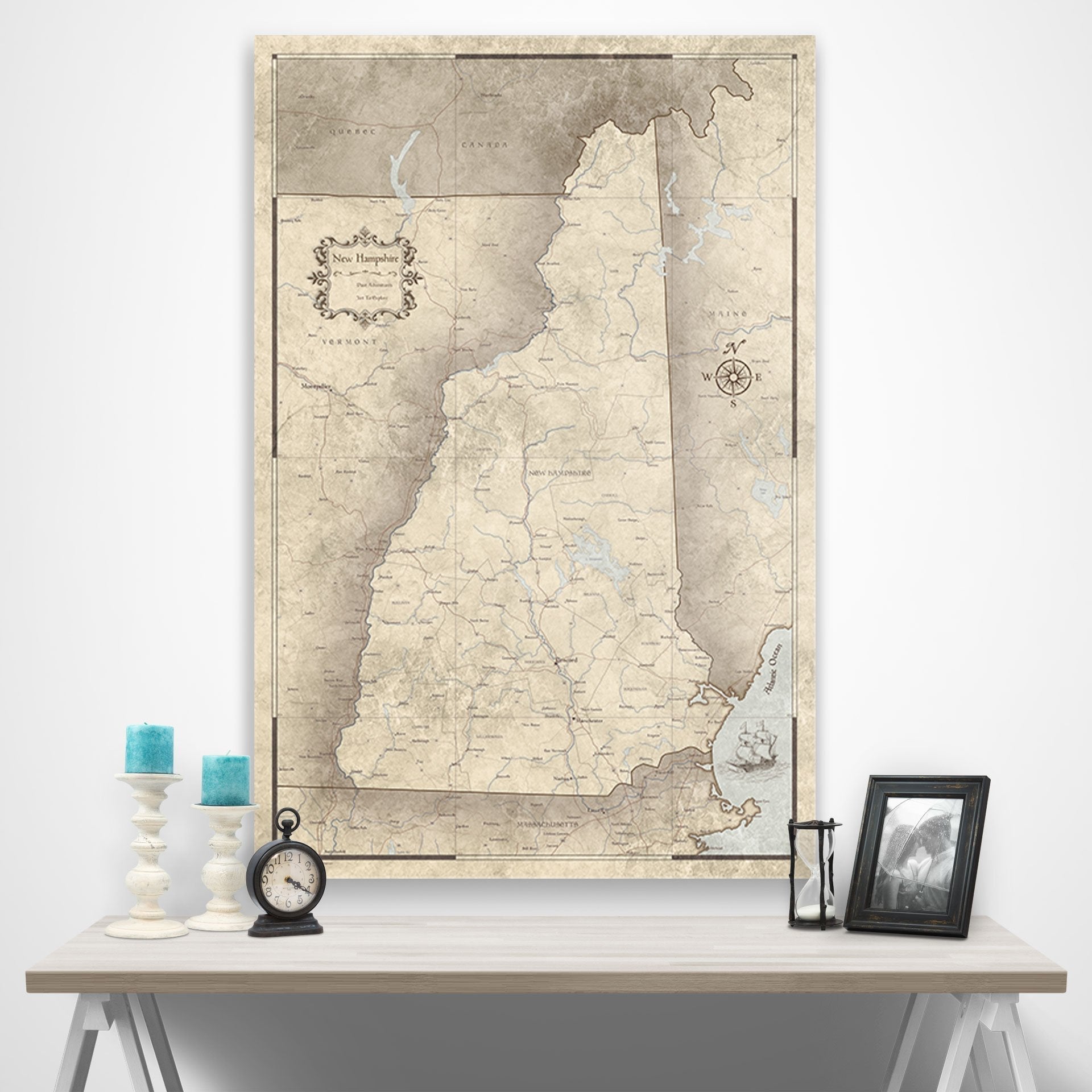 New Hampshire Map Poster - Rustic Vintage CM Poster