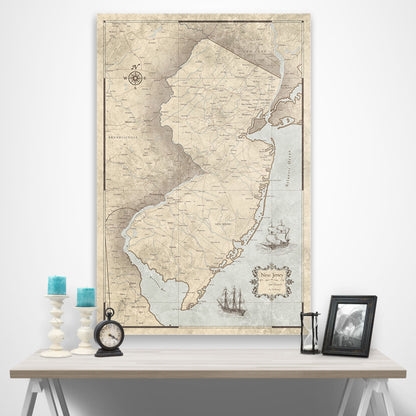 New Jersey Map Poster - Rustic Vintage CM Poster