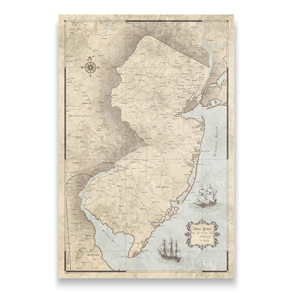 New Jersey Map Poster - Rustic Vintage CM Poster