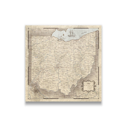 Push Pin Ohio Map (Pin Board) - Rustic Vintage CM Pin Board