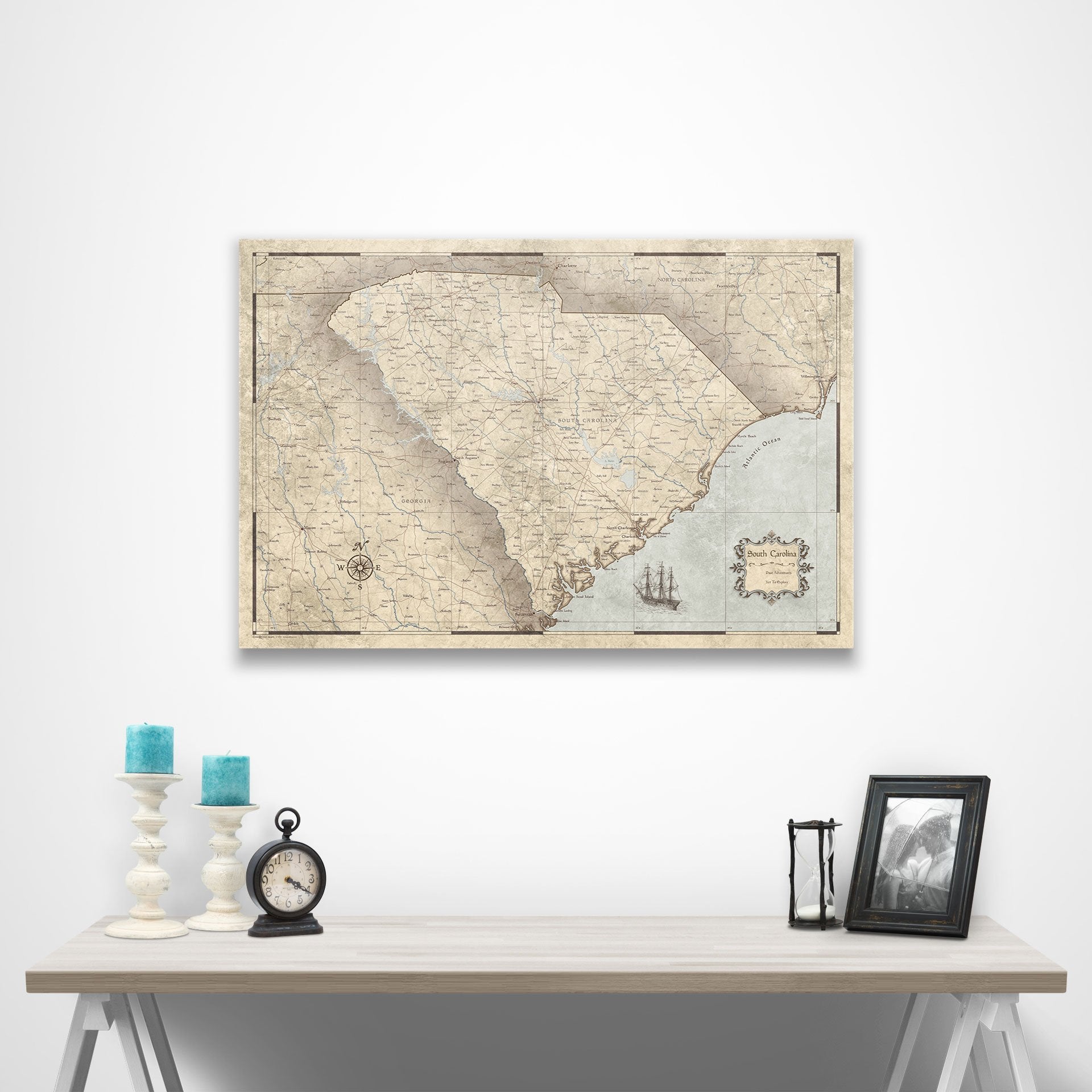 South Carolina Map Poster - Rustic Vintage CM Poster