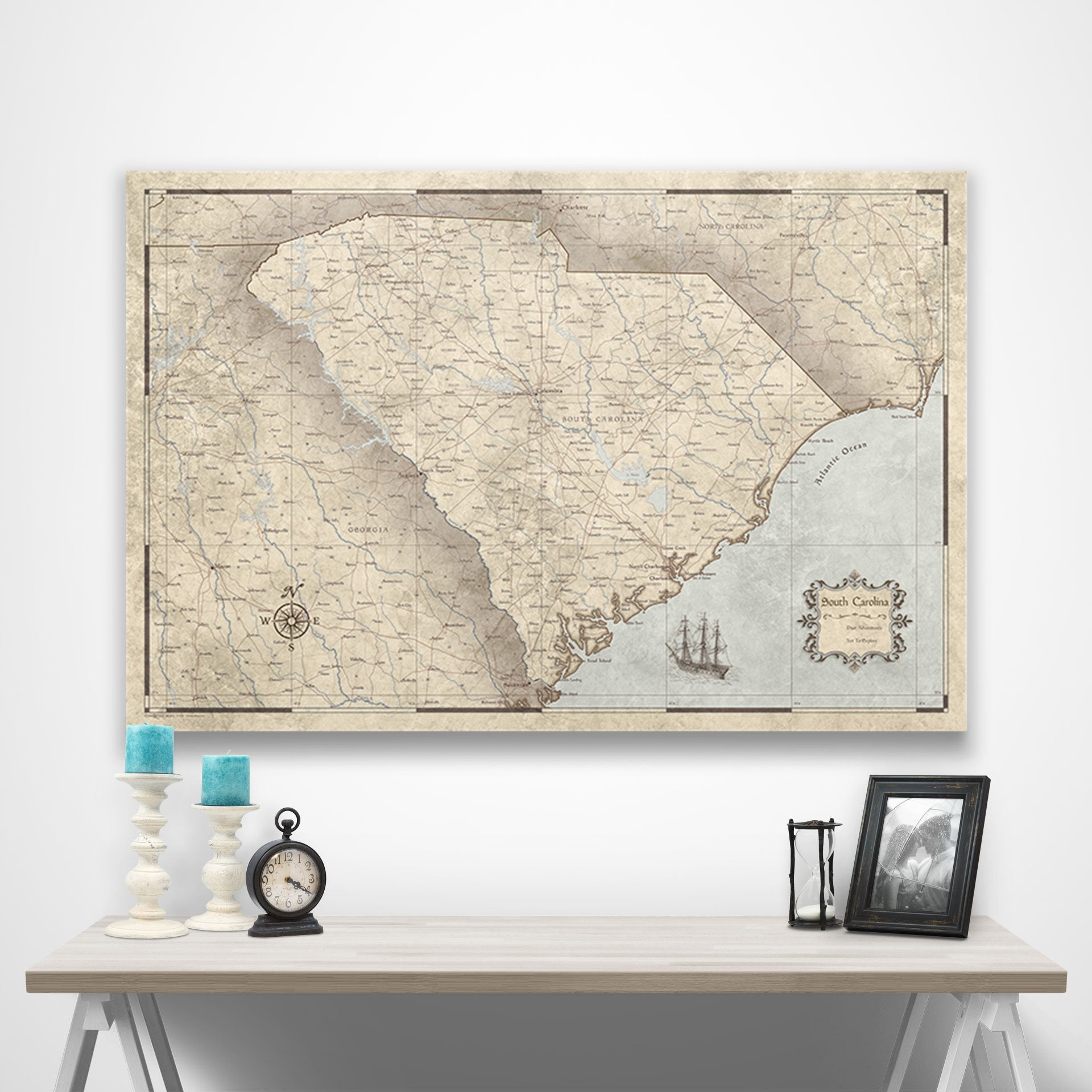 South Carolina Map Poster - Rustic Vintage CM Poster