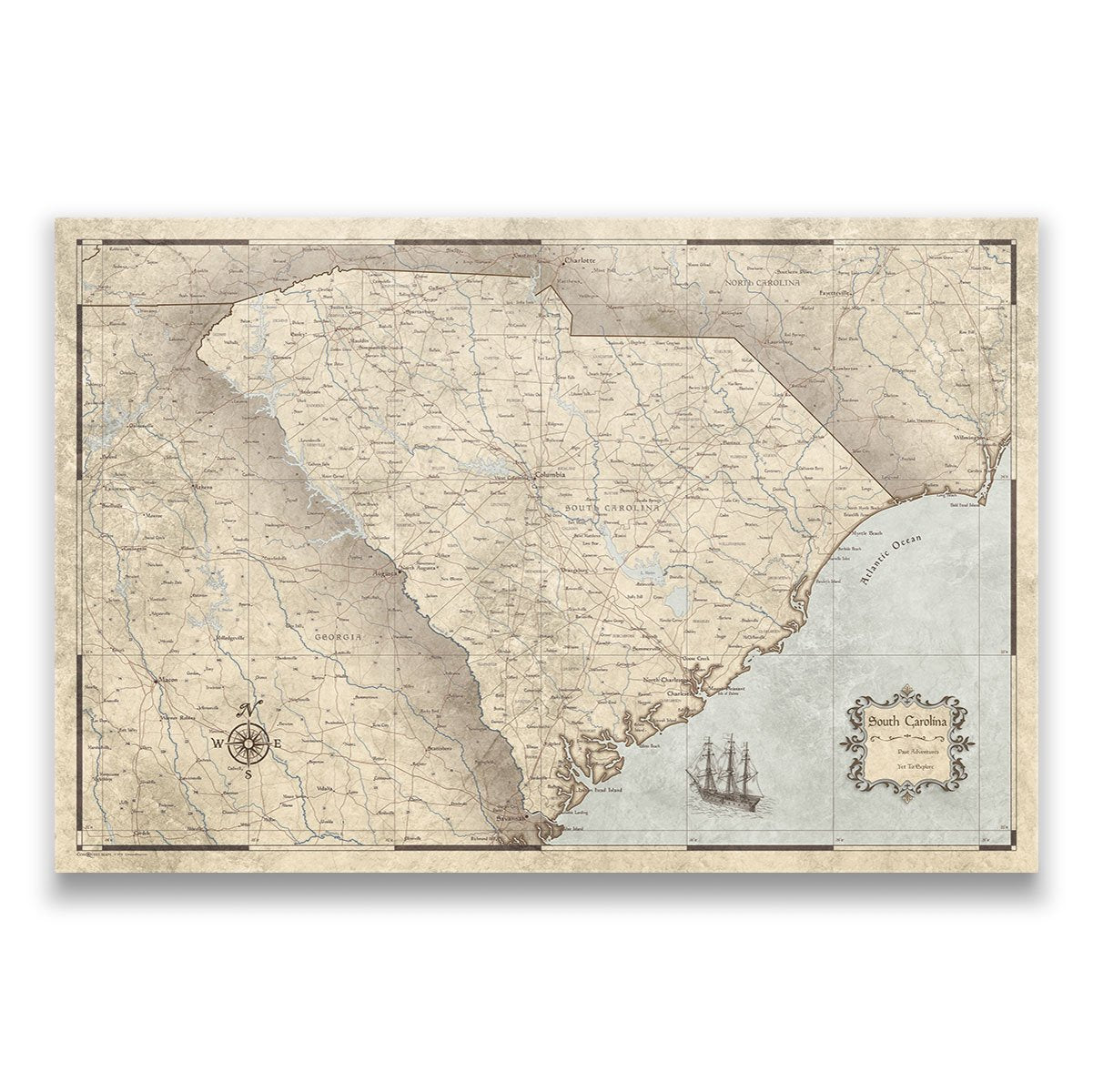 Push Pin South Carolina Map (Pin Board) - Rustic Vintage CM Pin Board