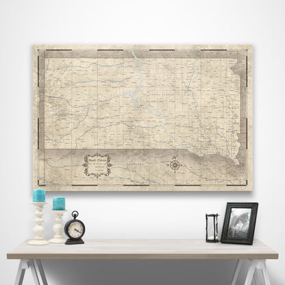 South Dakota Map Poster - Rustic Vintage CM Poster