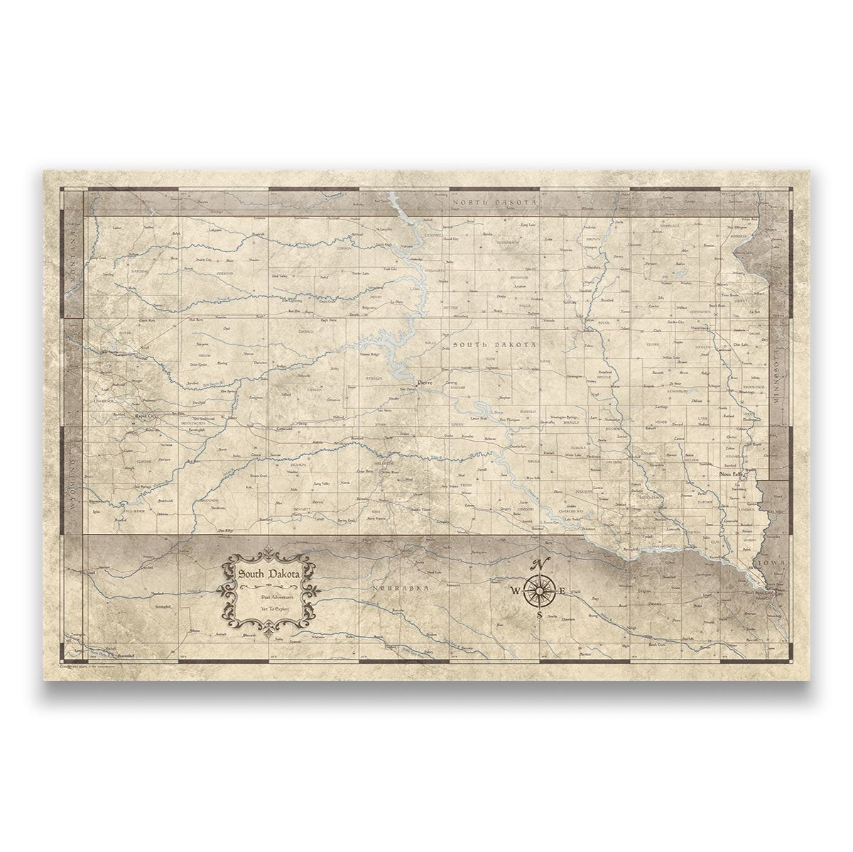 South Dakota Map Poster - Rustic Vintage CM Poster