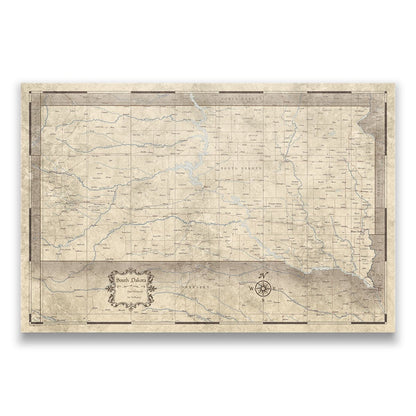 Push Pin South Dakota Map (Pin Board) - Rustic Vintage CM Pin Board