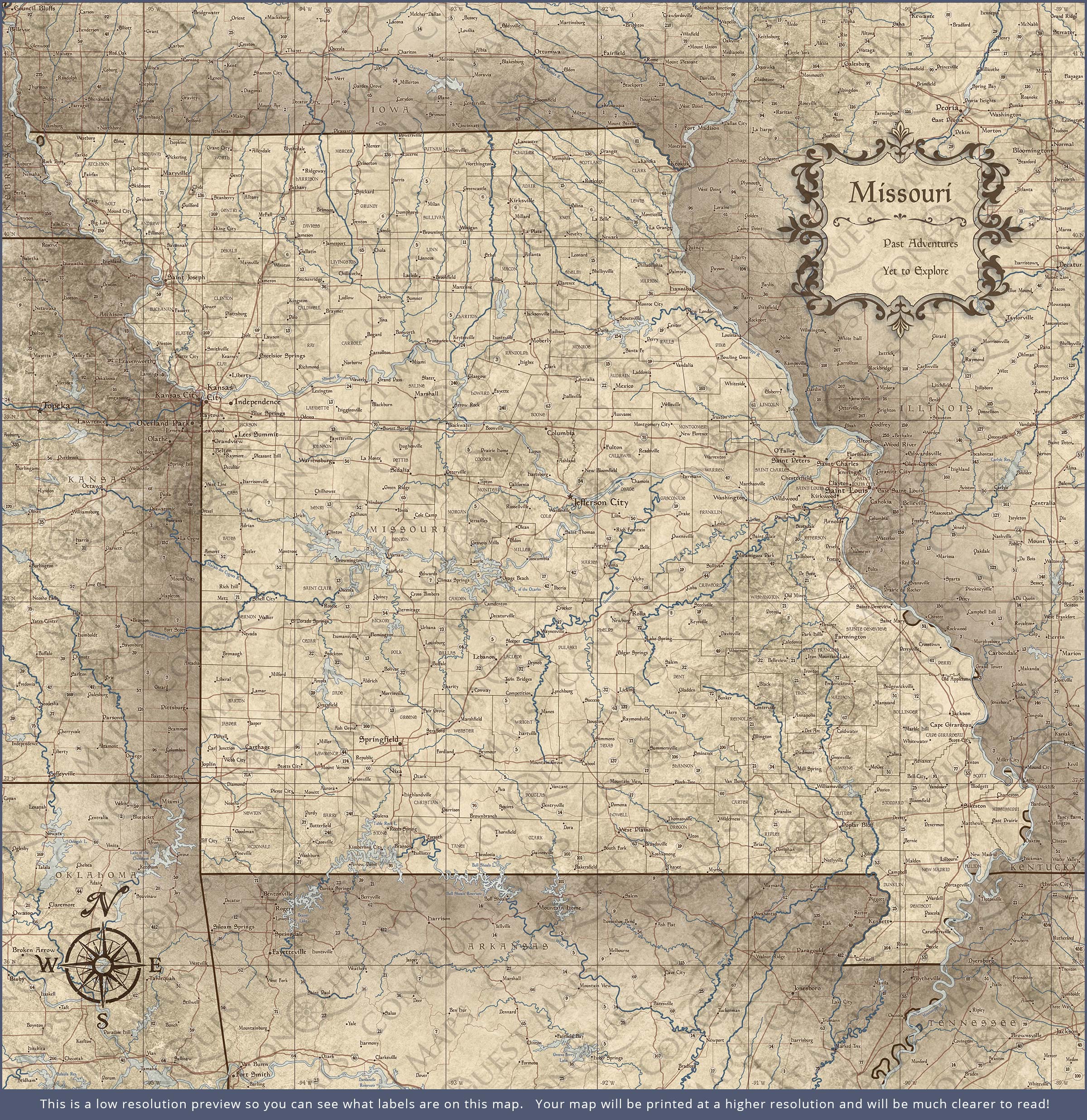 Push Pin Missouri Map (Pin Board) - Rustic Vintage CM Pin Board