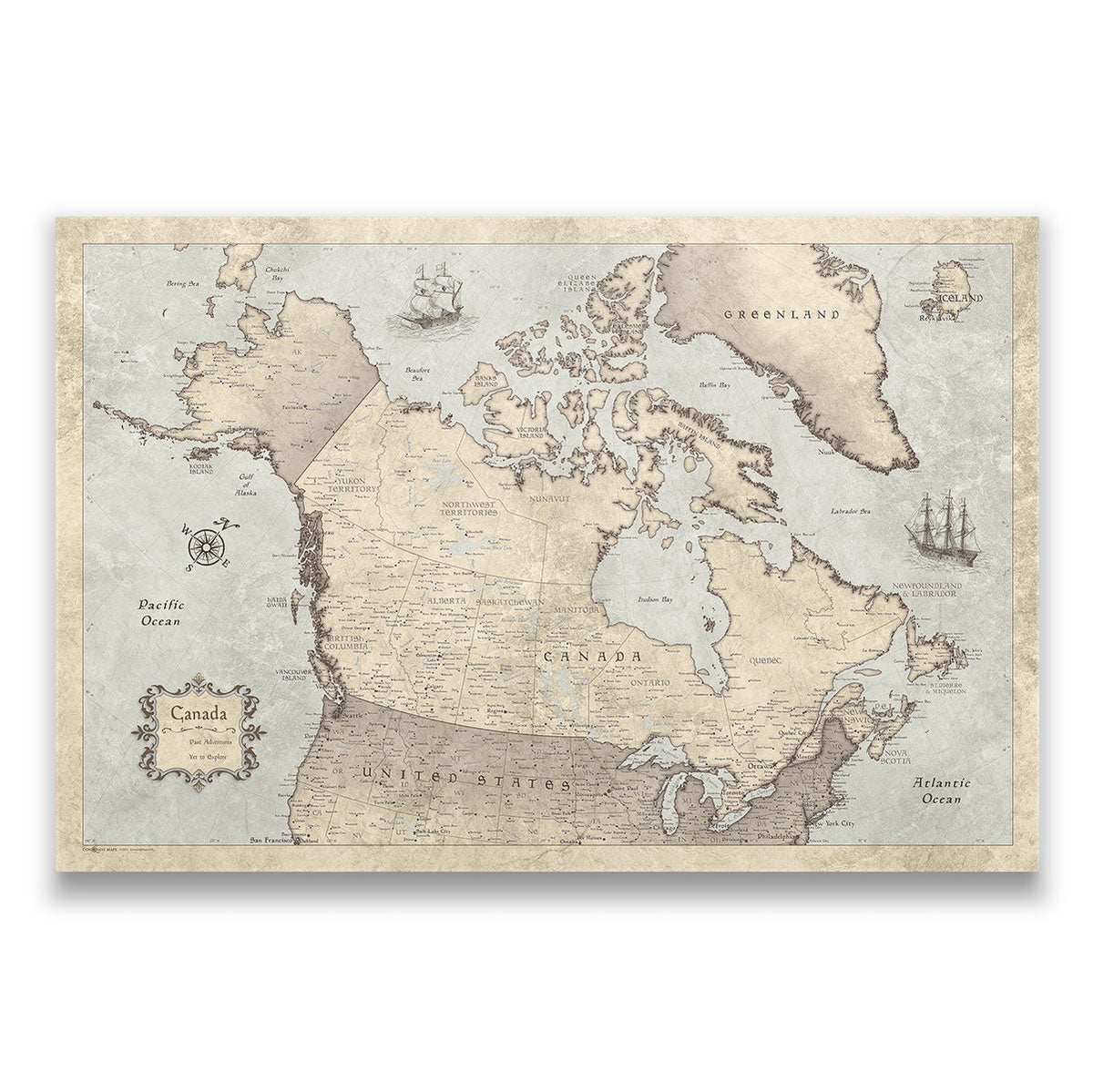 Canada Map - Rustic Vintage - Track your travels!