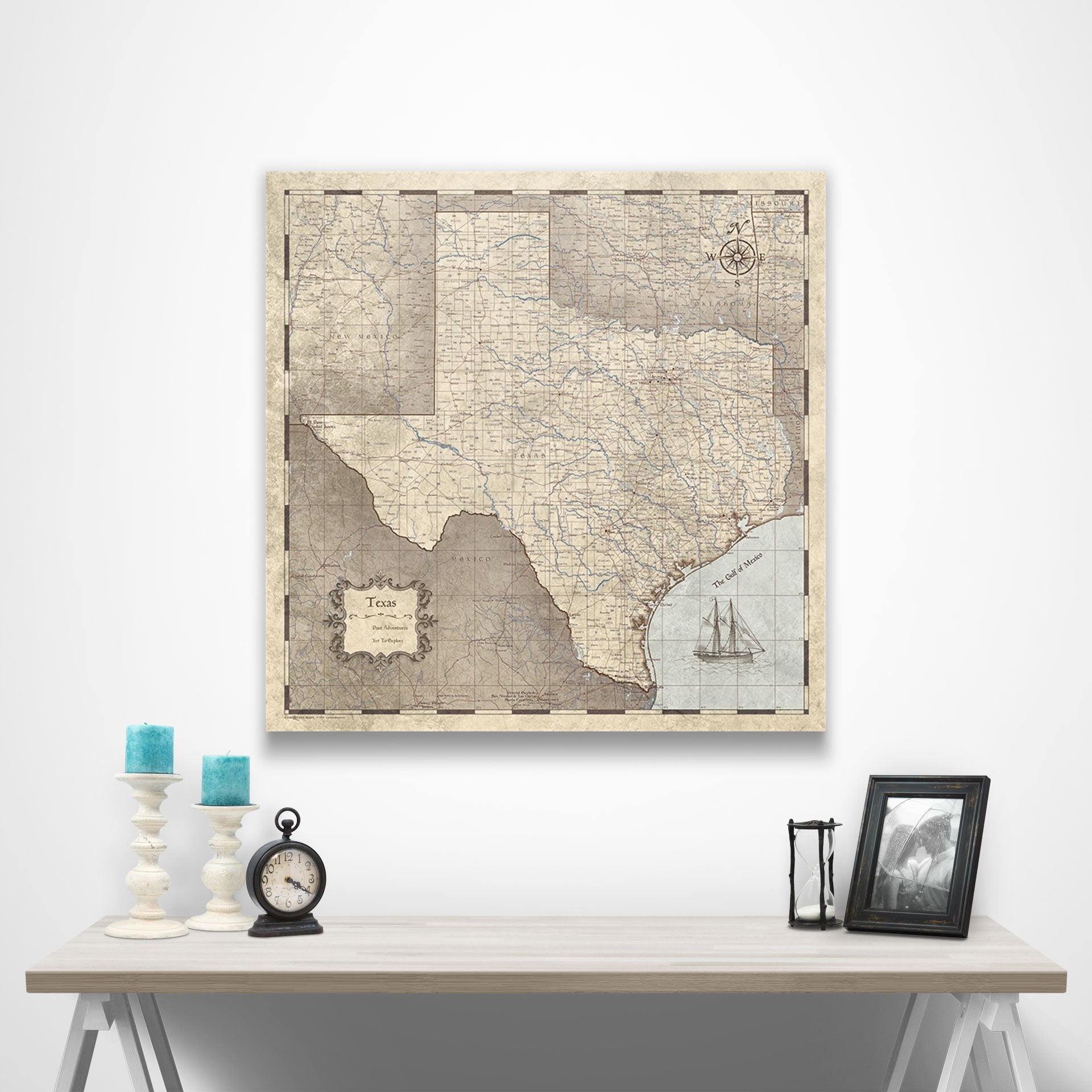 Texas Map Poster - Rustic Vintage CM Poster