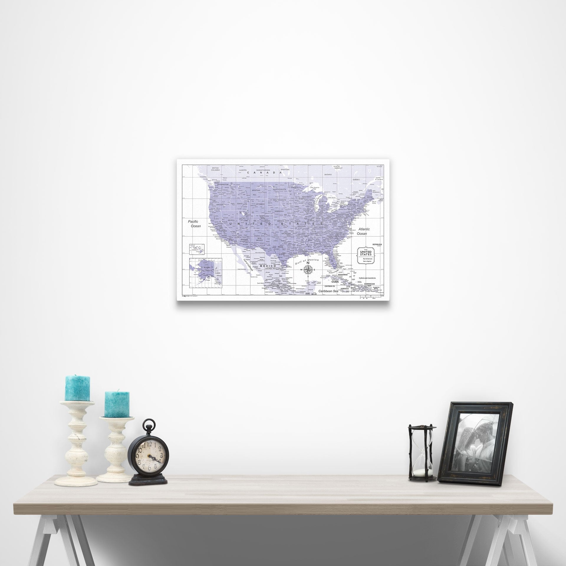 USA Map Poster - Purple Color Splash CM Poster