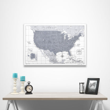 USA Map Poster - Dark Gray Color Splash CM Poster