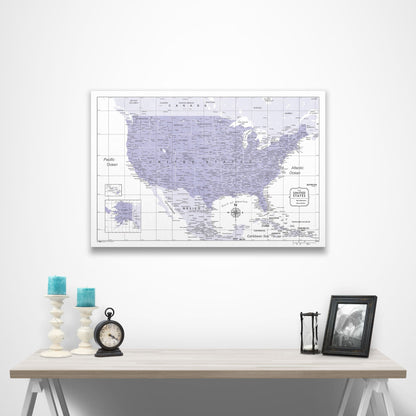 USA Map Poster - Purple Color Splash CM Poster