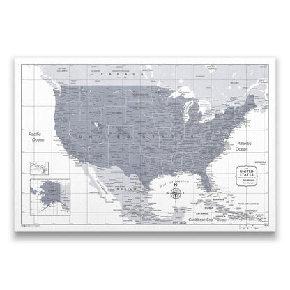 USA Map Poster - Dark Gray Color Splash CM Poster