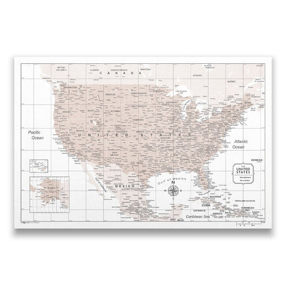 Push Pin USA Map (Pin Board) - Light Brown Color Splash CM Pin Board