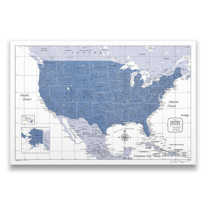 Push Pin USA Map (Pin Board) - Navy Color Splash CM Pin Board