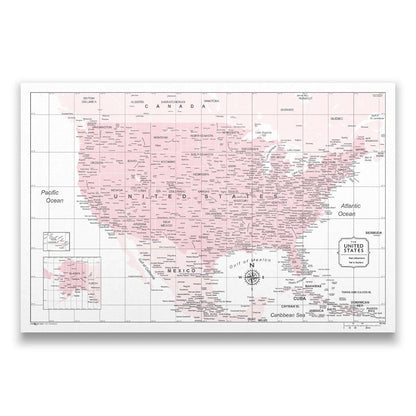 Push Pin USA Map (Pin Board) - Pink Color Splash CM Pin Board